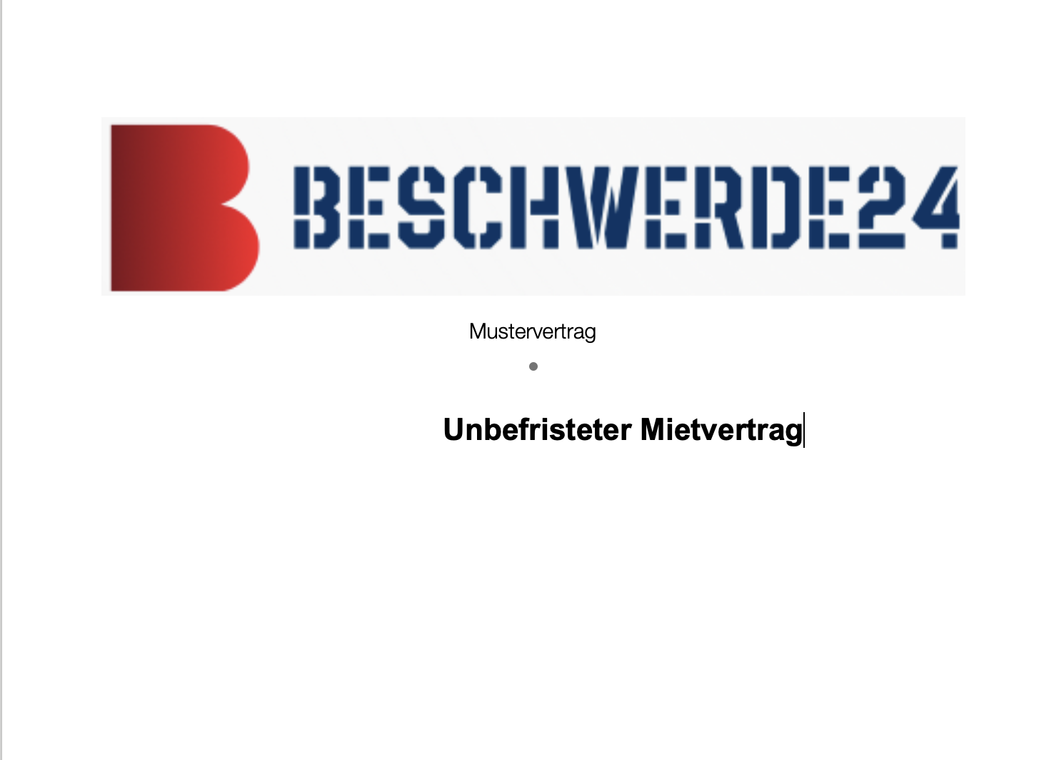 Muster Mietvertrag Wohnung